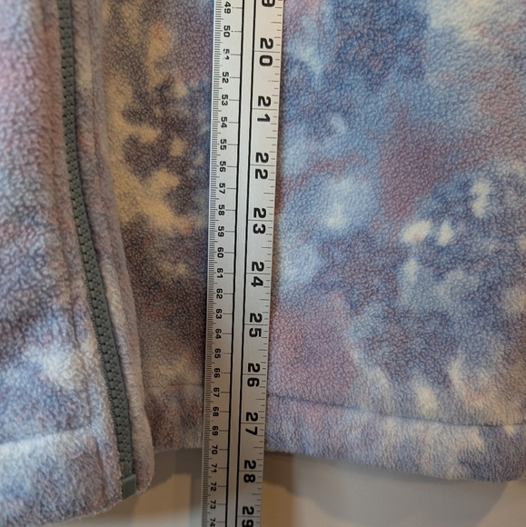 Tradition Country Blue Pink White Snow Fleece Grandma Zip Up Sweater Medium - Picture 9 of 10
